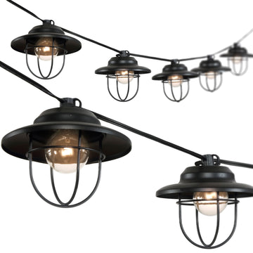 Indoor/Outdoor 10 ft. Rustic Farmhouse Incandescent G40 Metal Cage Shade String Lights